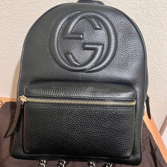 Gucci Other - Gucci Black Pebbled Leather Backpack